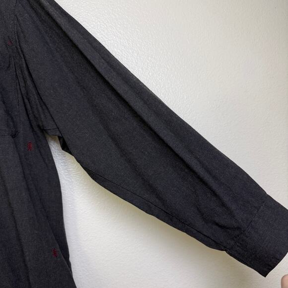 Basco All American Dress Shirt Mens Small Gray Wool Long Sleeve Button Up Xmas - Picture 6 of 9